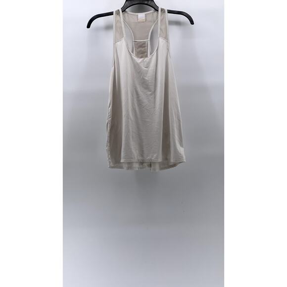 LOLE Women's White Scoop-Neck Mesh Trim Racerback Tank Top SZ M - Picture 1 of 11